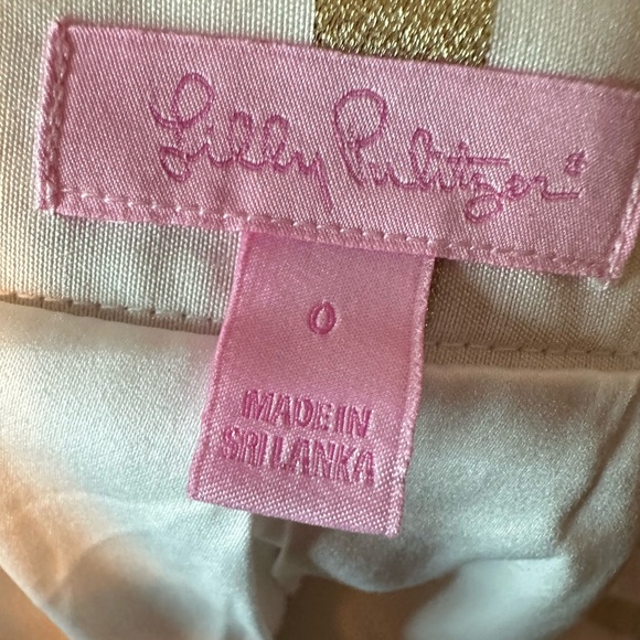 Lilly Pulitzer ~ Size 0 ~ Kylie Skirt Resort White/Gold Stripe Sateen Women's - Picture 5 of 9